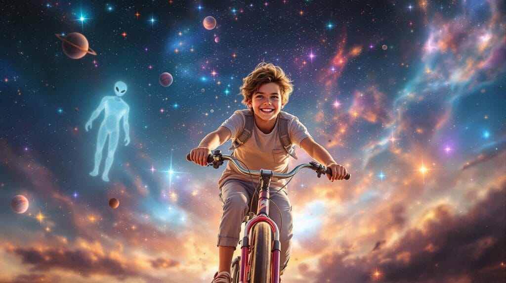 boy through the universe
