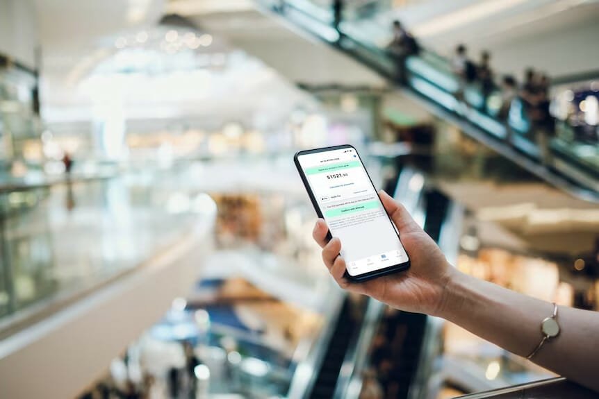 afterpay screen dimmed background grocery online shopping
